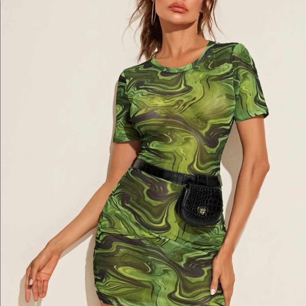 Green mesh dress